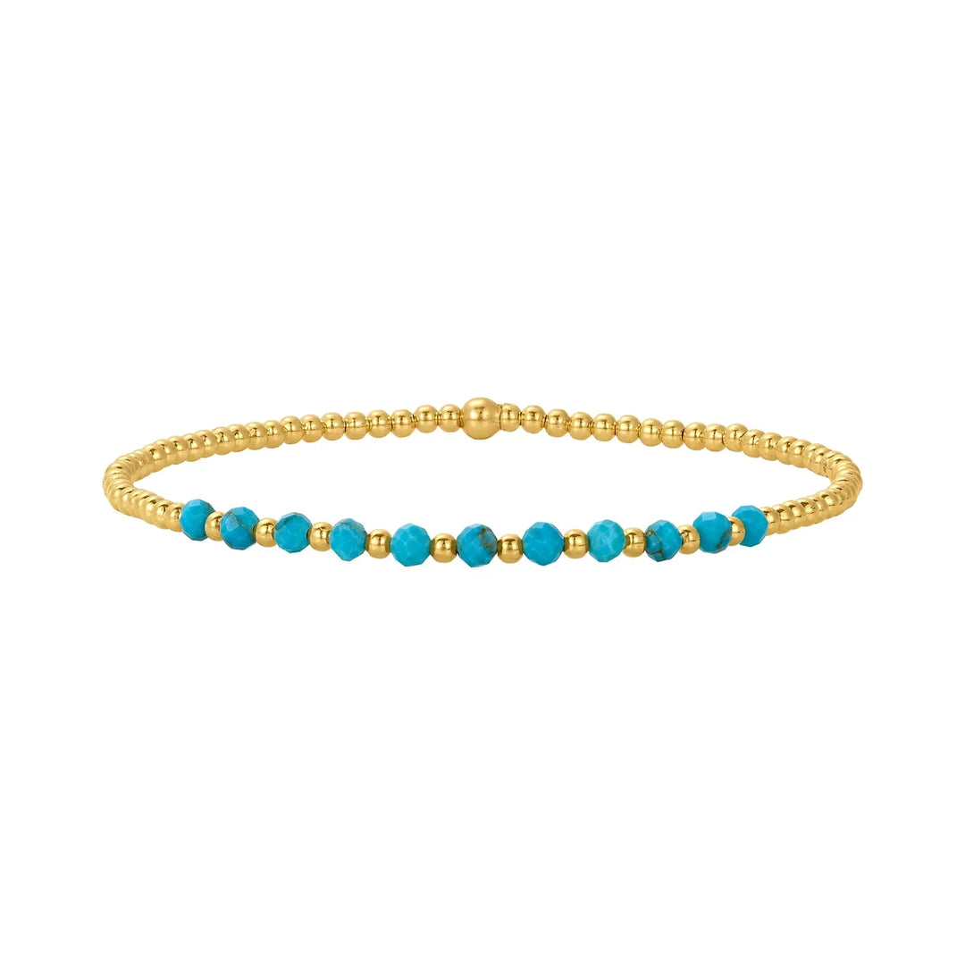 Pulsera de cuentas de turquesa en color oro de 18 quilates