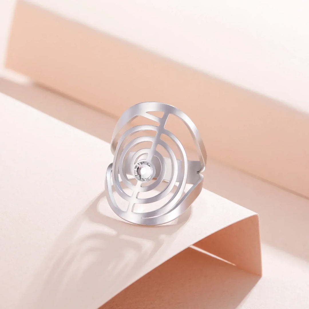 Anillo de Piedra Preciosa en Forma de Espiral