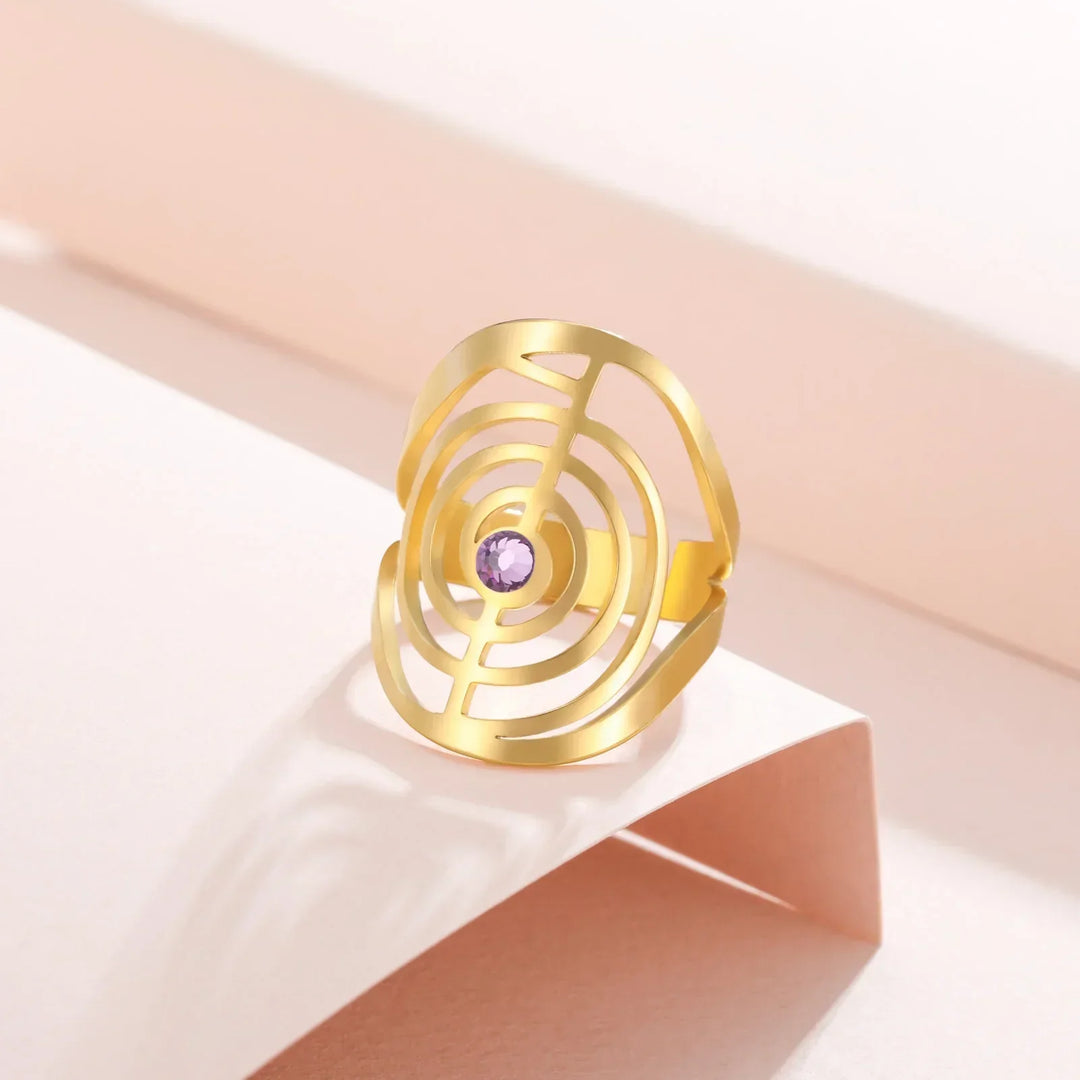 Anillo de Piedra Preciosa en Forma de Espiral