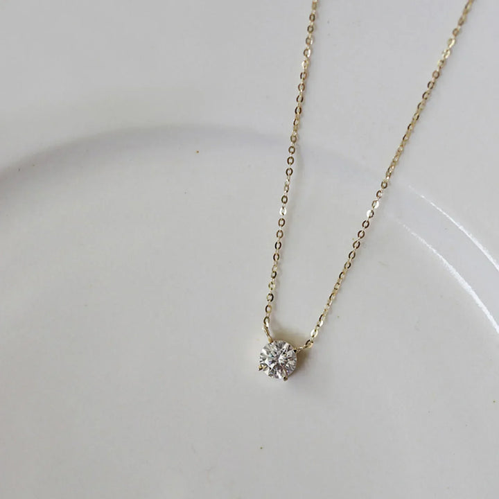 Collar de Zirconia bañado en Color oro de 18K en Color plata Esterlina