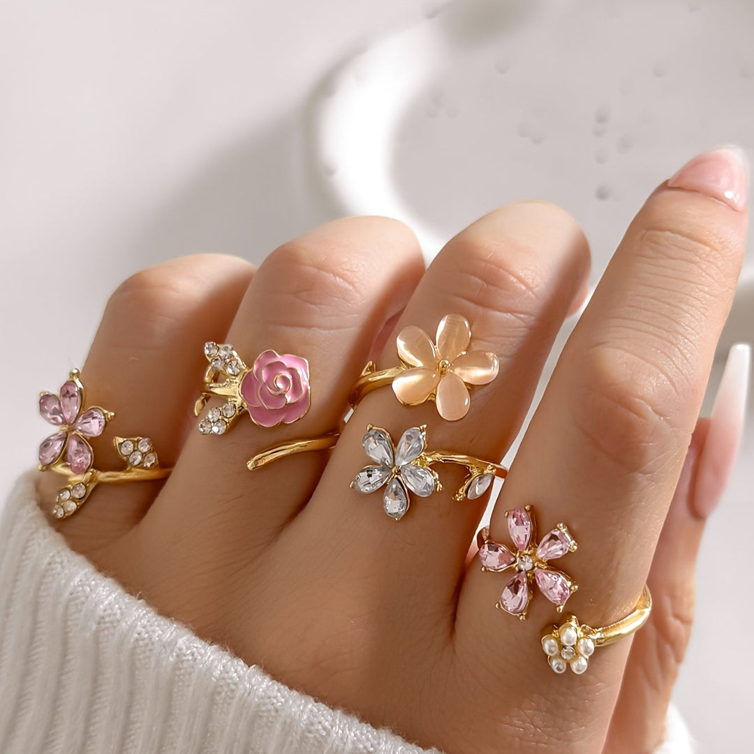 Conjunto de Anillos de Estrás Aleadas