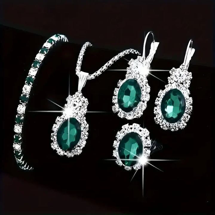 Conjunto de Joyas Seloria Grevalyn | Color oro Blanco