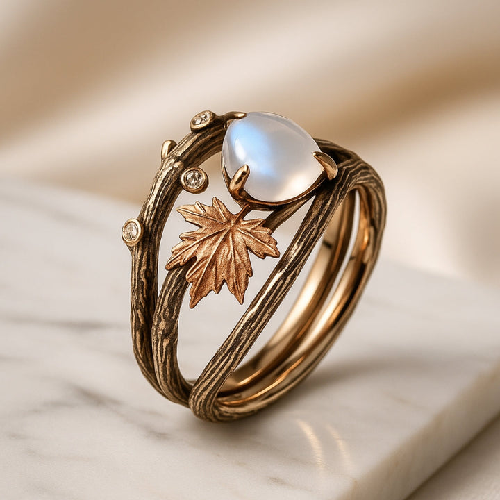 Anillo de Lunares de Piedra Lunar Radiante