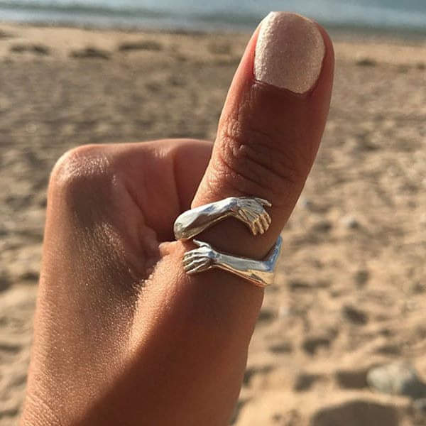 Anillo de Abrazo Color plata con Ajuste Personalizable