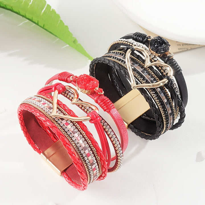 Brazalete de cuero multicapa Bohème
