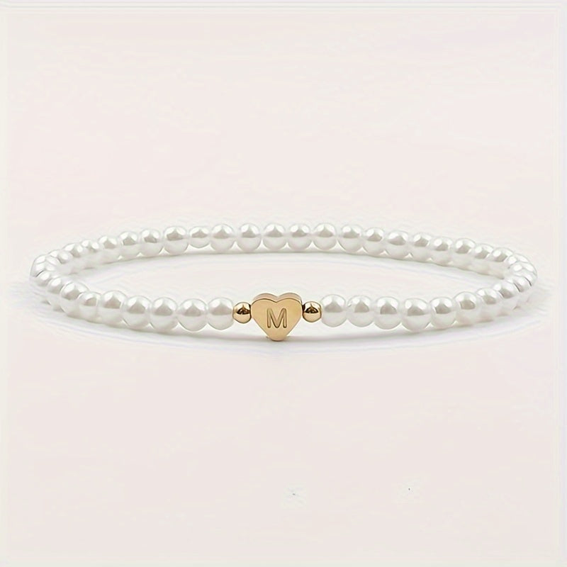 Pulsera de Iniciales de Corazón A-Z Elegante