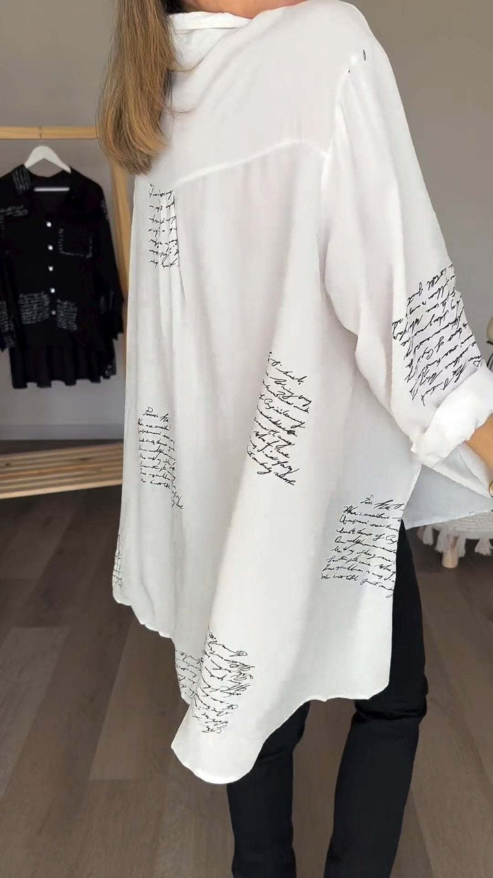 Blusa Abotonada con Estampado Manuscrito (5)