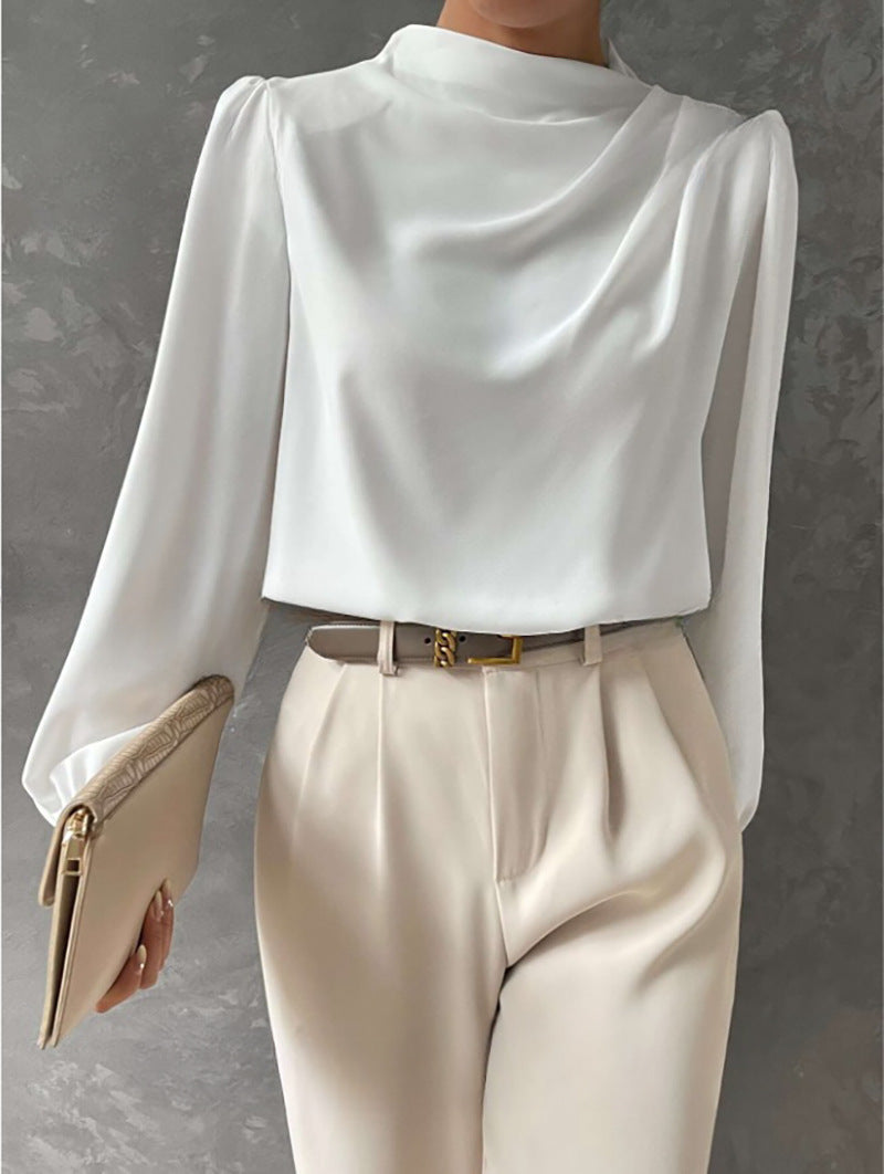 Blusa de Mujer Elegante Manga Larga para Verano en Blanco
