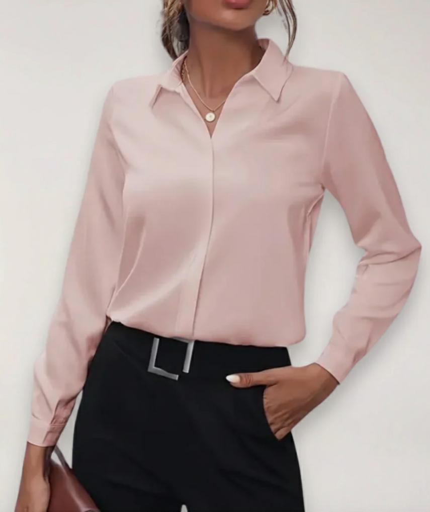 Blusa de Primavera Entallada para Profesionales en Rosa
