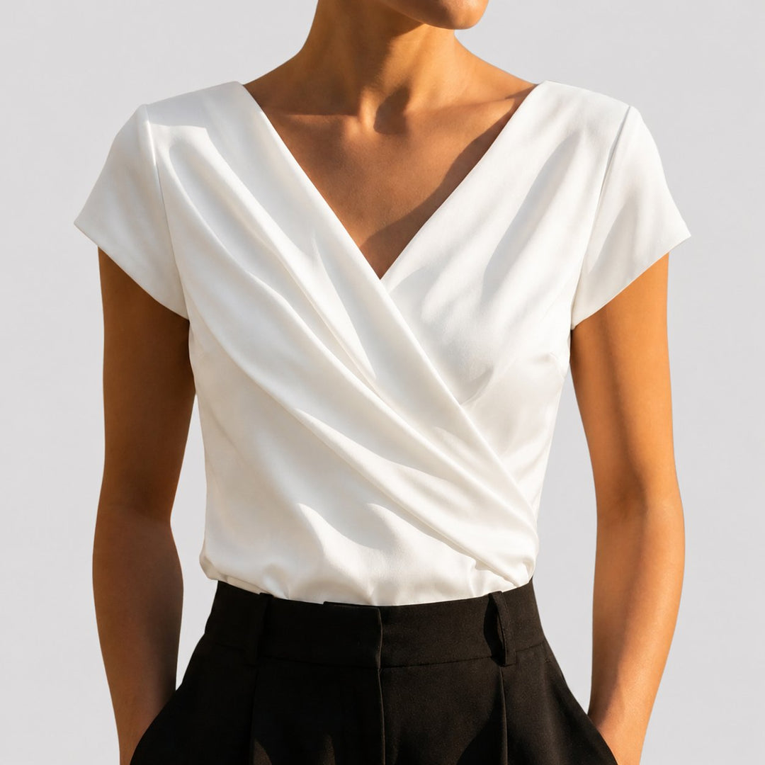 Blusa Elegante Envolvente para Mujer en Blanco