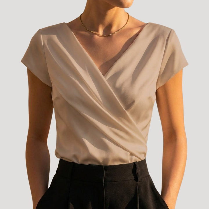 Blusa Elegante Envolvente para Mujer en Caqui