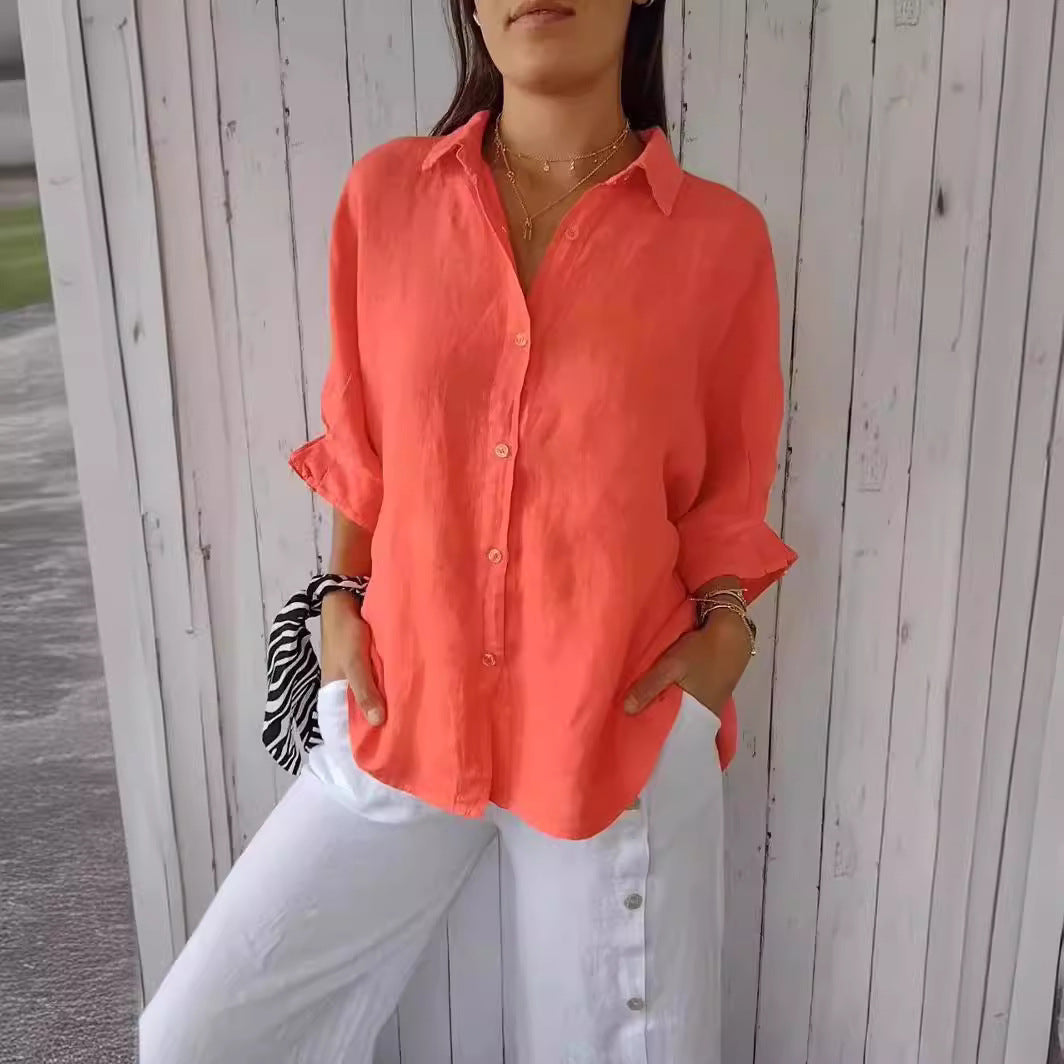 Blusa Lino Suelta para Mujer Verano (2)