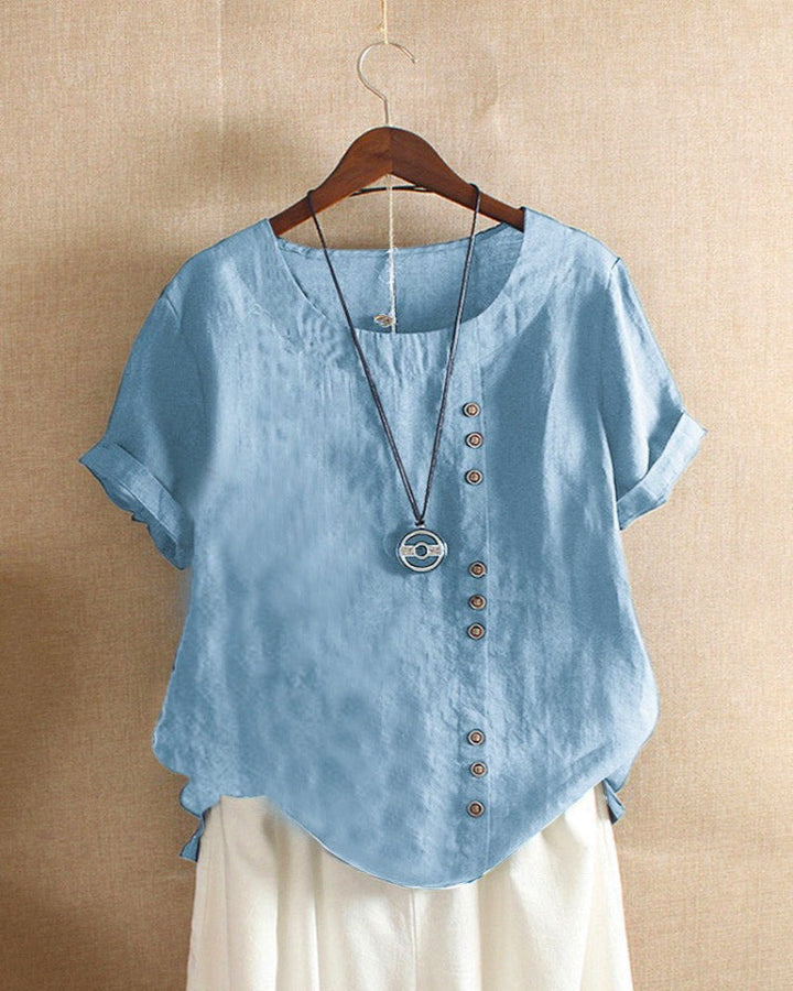 Blusa Mujer Casual de Verano Manga Corta en Azul claro