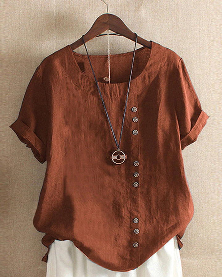 Blusa Mujer Casual de Verano Manga Corta en Marrón