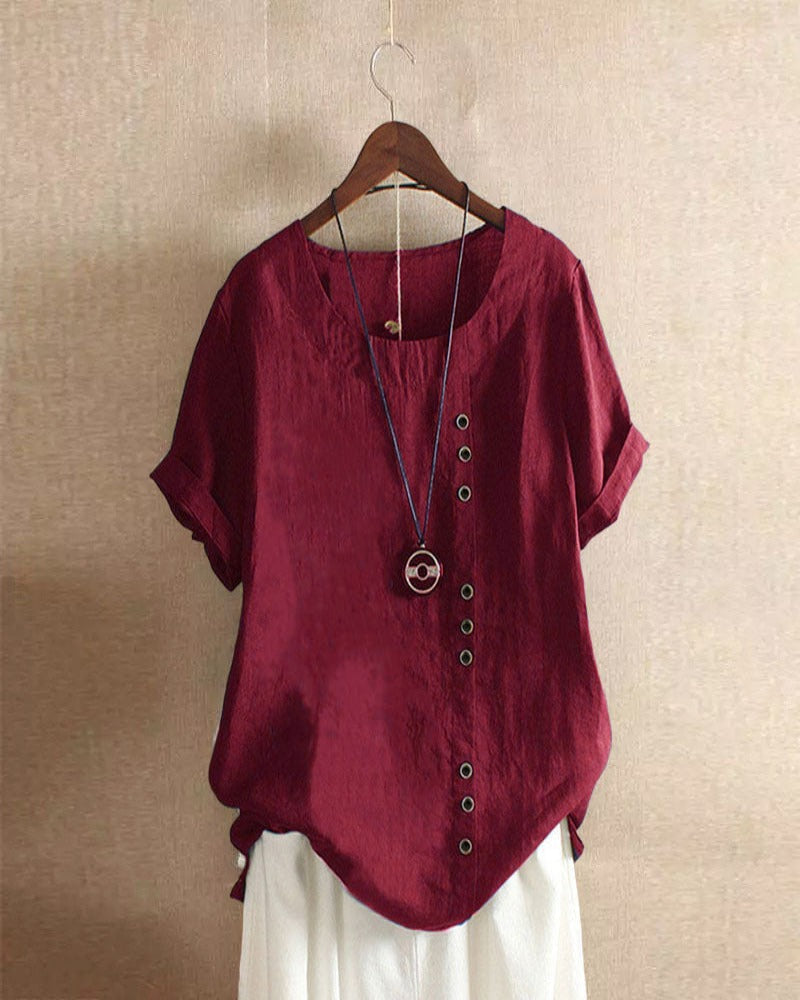 Blusa Mujer Casual de Verano Manga Corta en Rojo