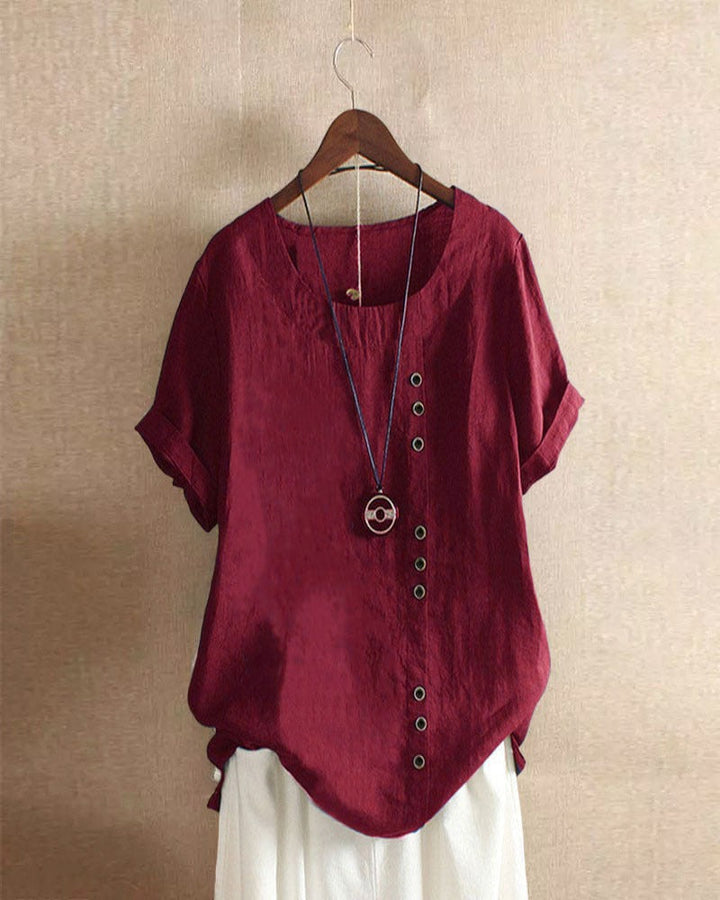 Blusa Mujer Casual de Verano Manga Corta en Rojo