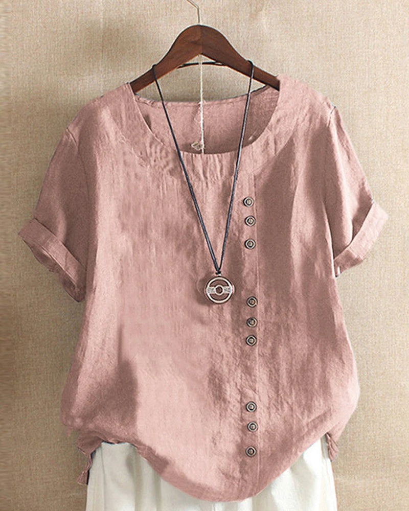 Blusa Mujer Casual de Verano Manga Corta en Rosa