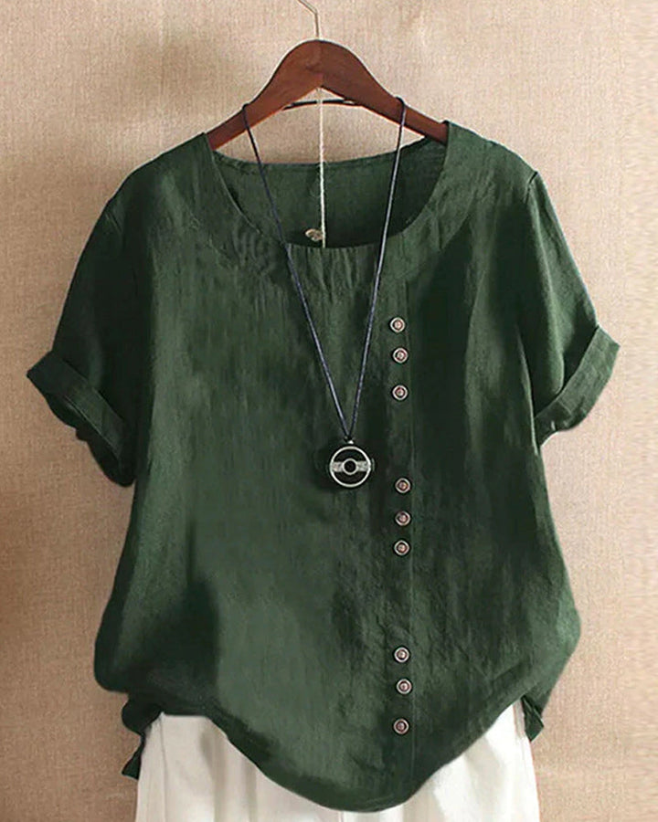 Blusa Mujer Casual de Verano Manga Corta en Verde oscuro