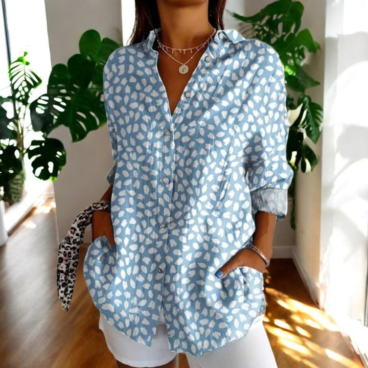 Blusa Mujer Elegante con Aire Vintage en Azul claro