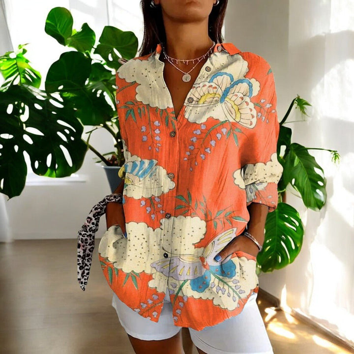 Blusa Mujer Elegante con Aire Vintage en Naranja