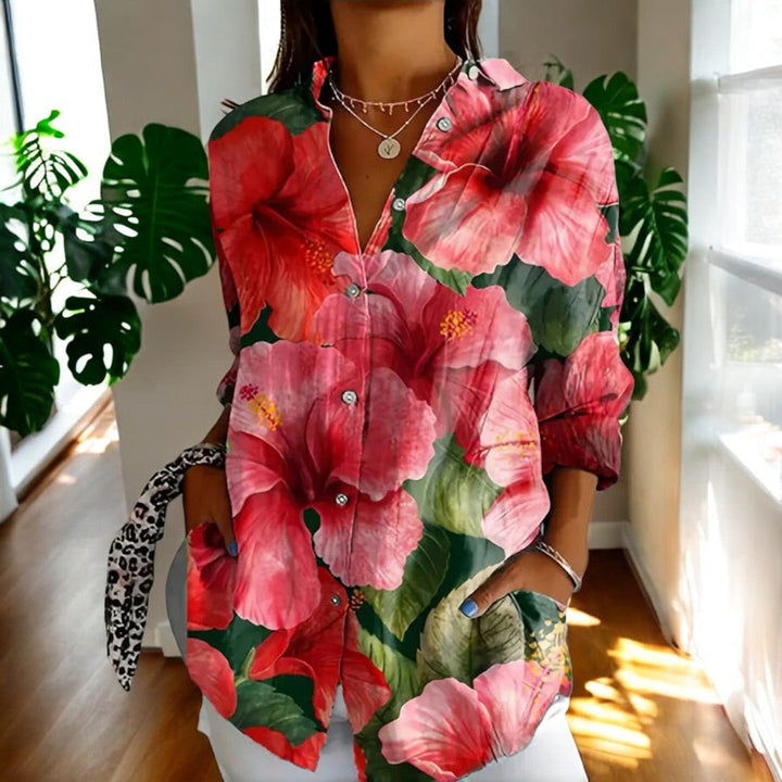 Blusa Mujer Elegante con Aire Vintage en Pink Flowers