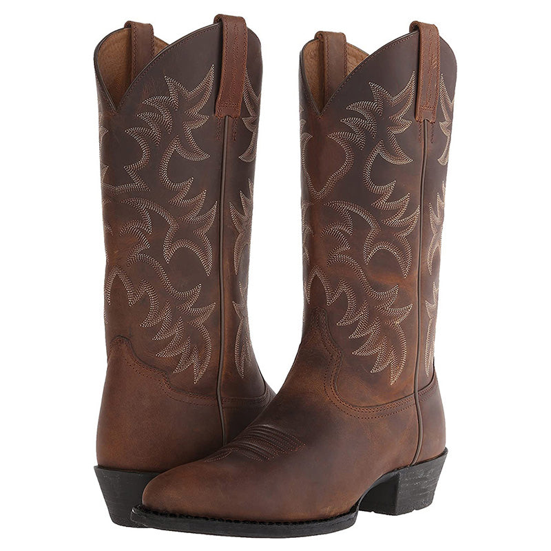 Botas de Cuero Vaquero para Mujer en Marrón