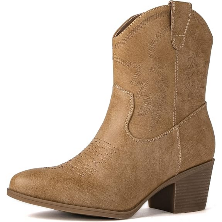 Botas de Mujer Vaqueras Clásicas en Caqui