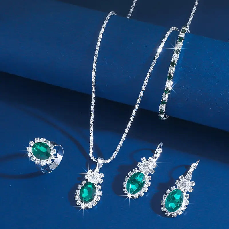Conjunto de Joyas Seloria Grevalyn | Color oro Blanco