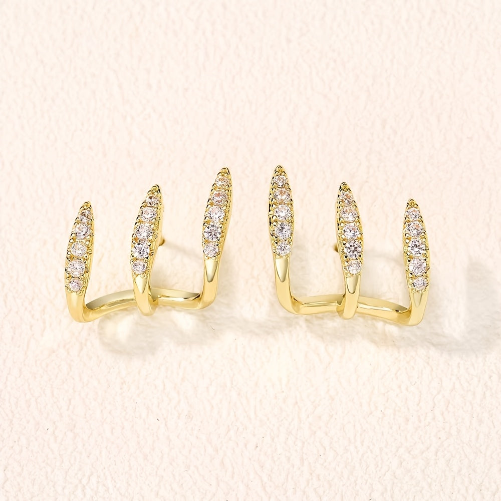 Pendientes Elegantes de Strass con Tres Garras