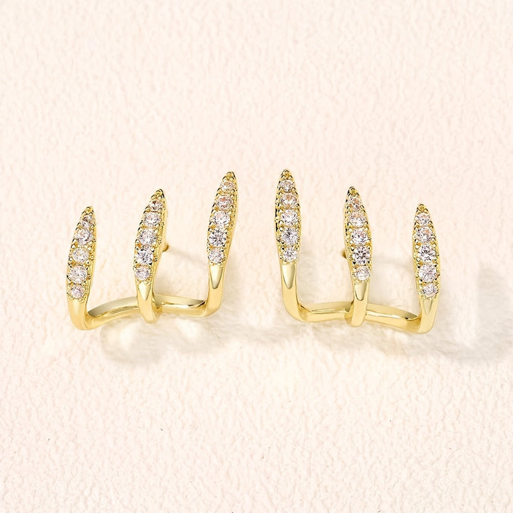 Pendientes Elegantes de Strass con Tres Garras