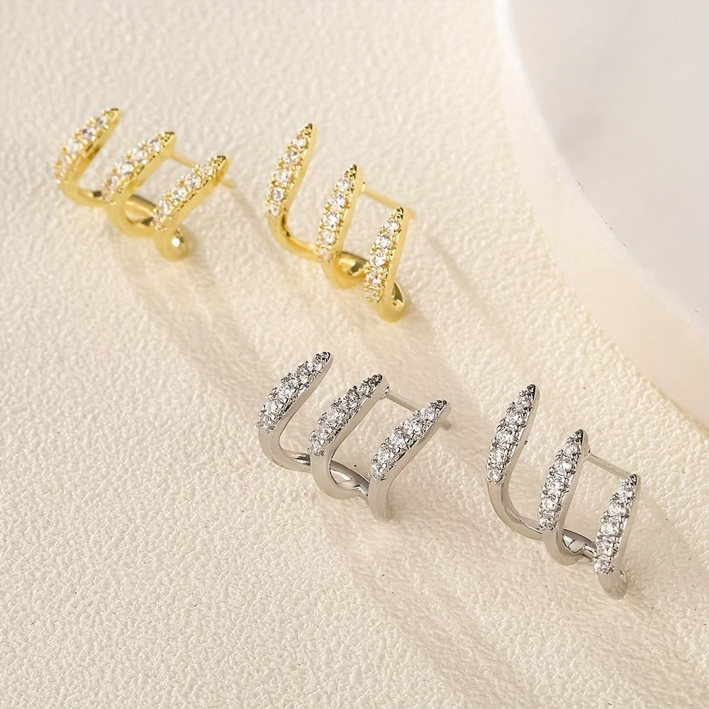 Pendientes Elegantes de Strass con Tres Garras