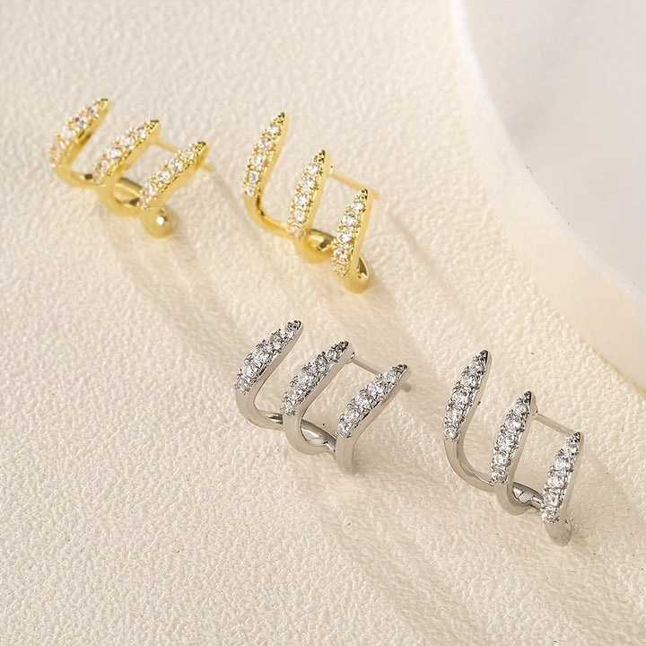 Pendientes Elegantes de Strass con Tres Garras