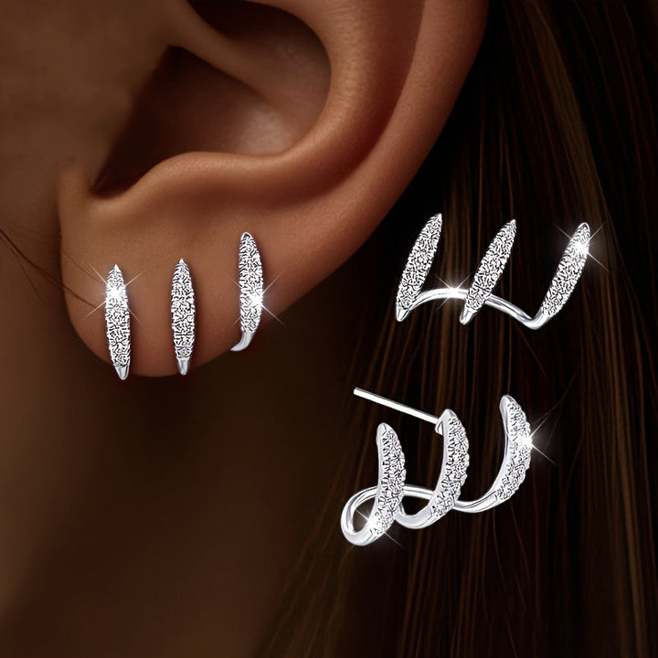 Pendientes Elegantes de Strass con Tres Garras