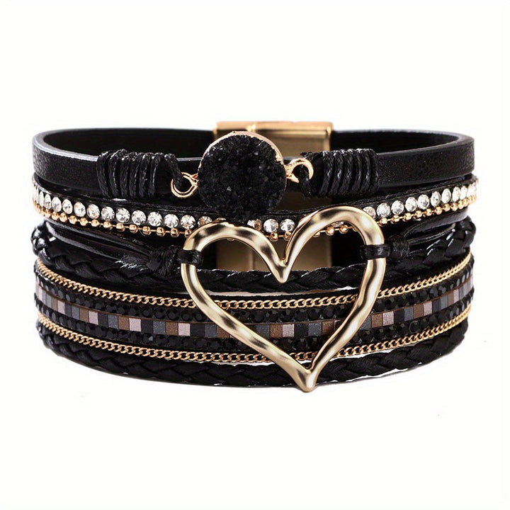Brazalete de cuero multicapa Bohème