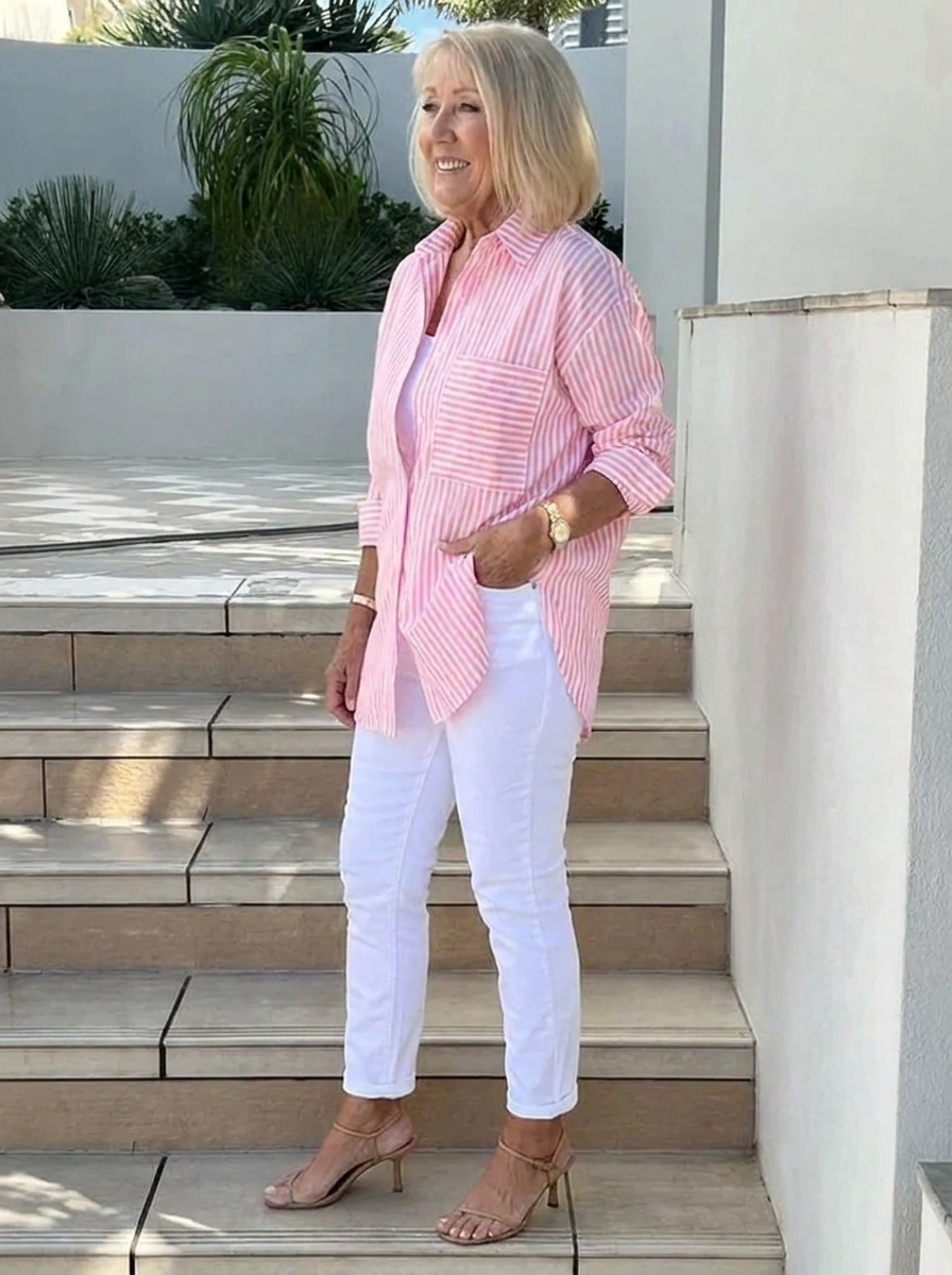 Camisa Elegante de Lino a Rayas (4)