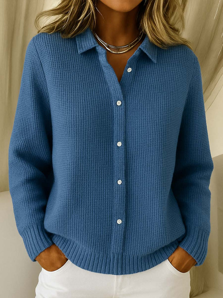 Cardigan de Punto Casual Versátil en Azul oscuro