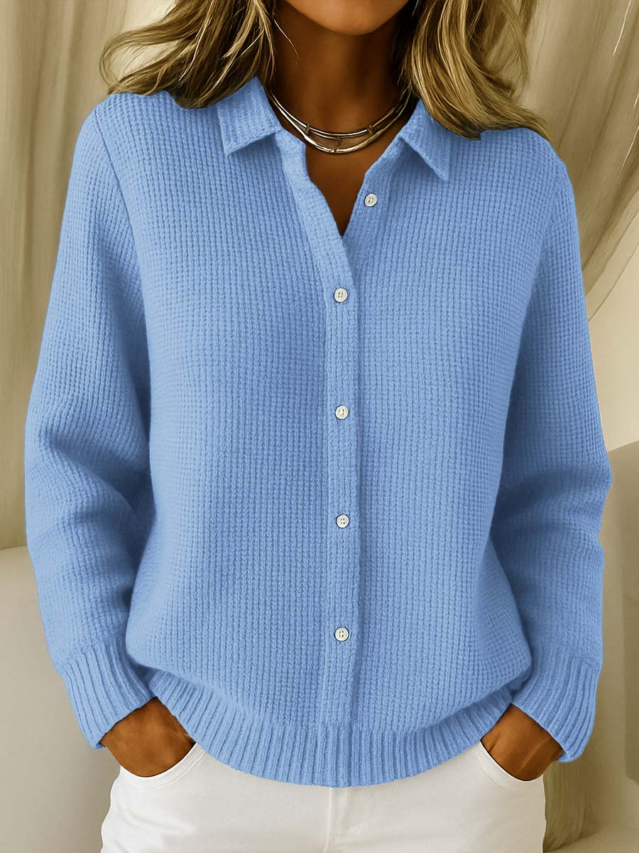 Cardigan de Punto Casual Versátil en Azul