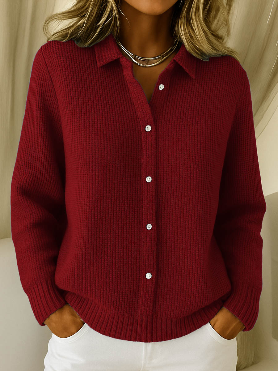Cardigan de Punto Casual Versátil en Rojo