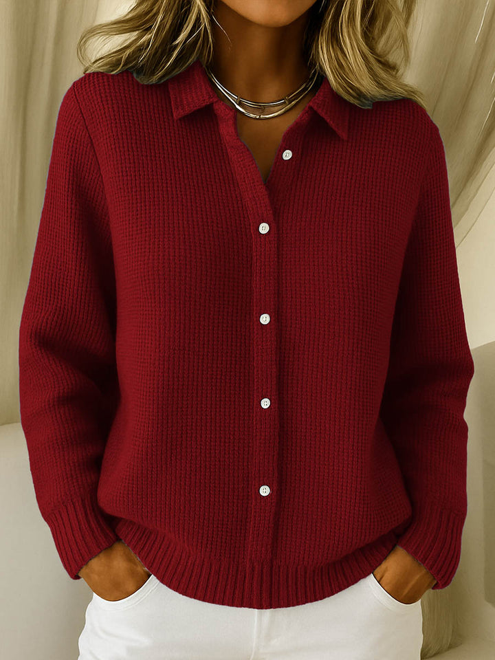 Cardigan de Punto Casual Versátil en Rojo