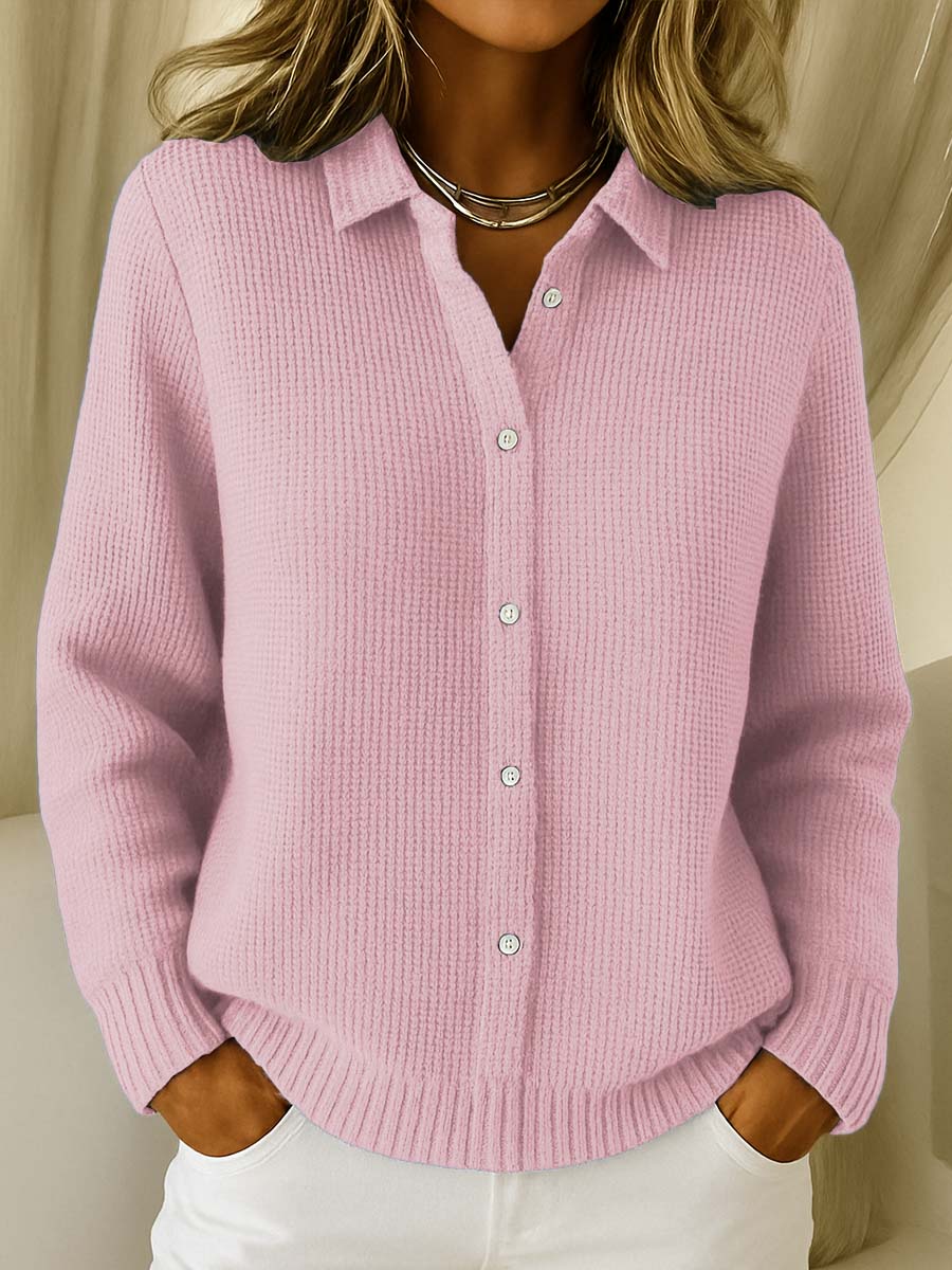 Cardigan de Punto Casual Versátil en Rosa