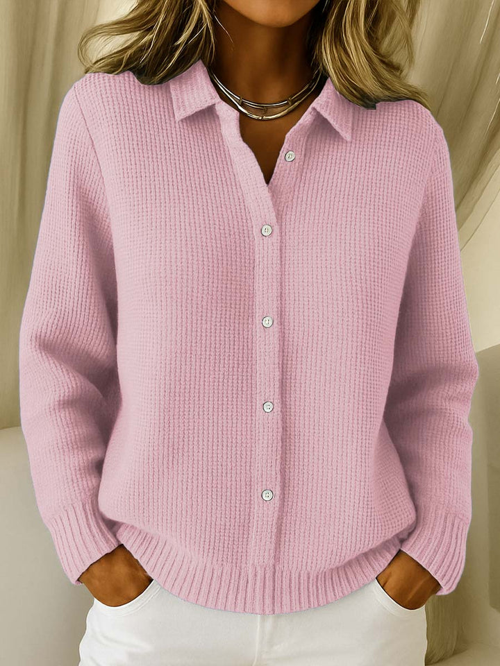 Cardigan de Punto Casual Versátil en Rosa