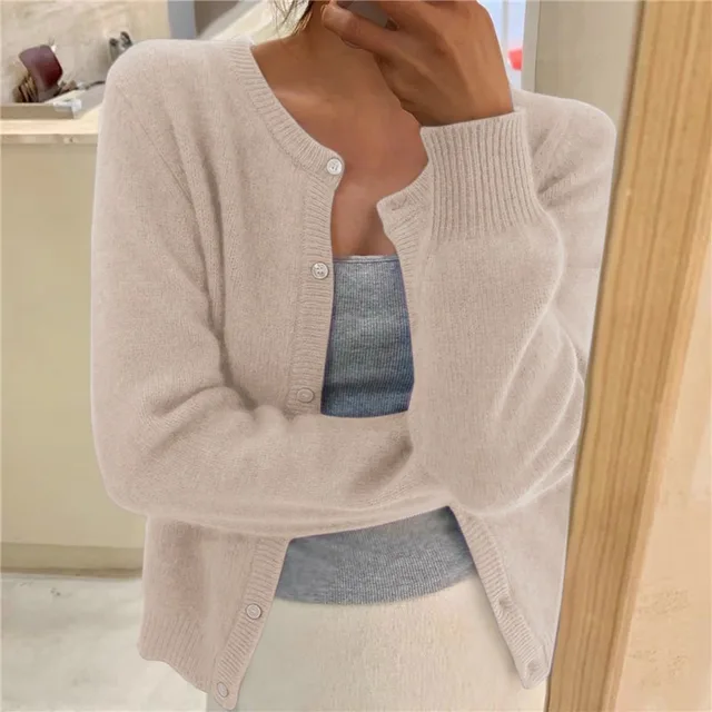 Cardigan de Punto Elegante para Mujer en Aprikose