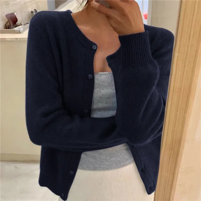 Cardigan de Punto Elegante para Mujer en Azul oscuro