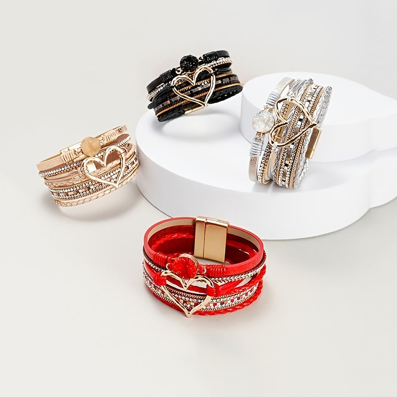 Brazalete de cuero multicapa Bohème