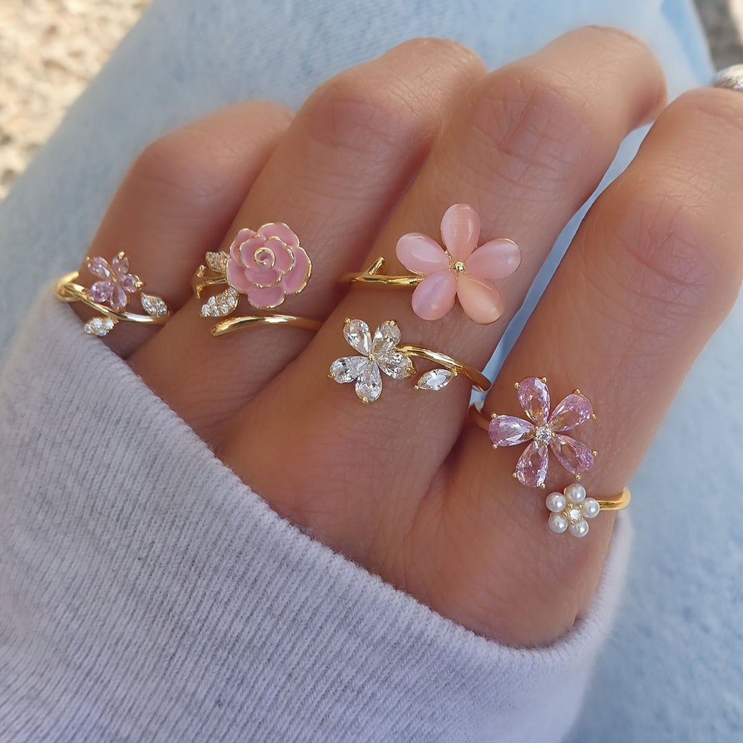 Conjunto de Anillos de Estrás Aleadas