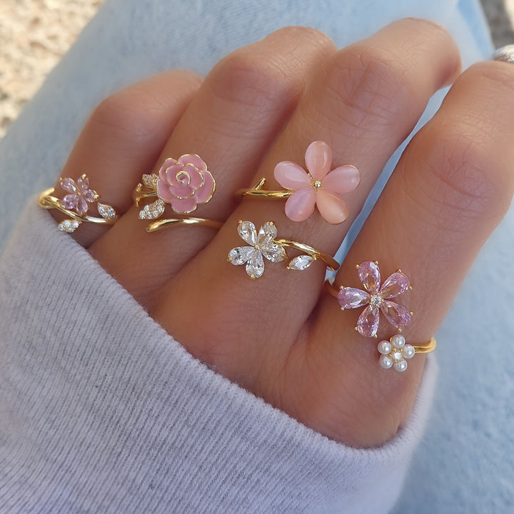 Conjunto de Anillos de Estrás Aleadas