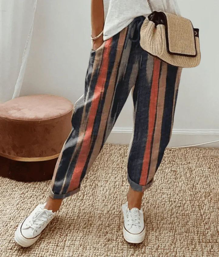 Cómodos pantalones de lino en Gestreift