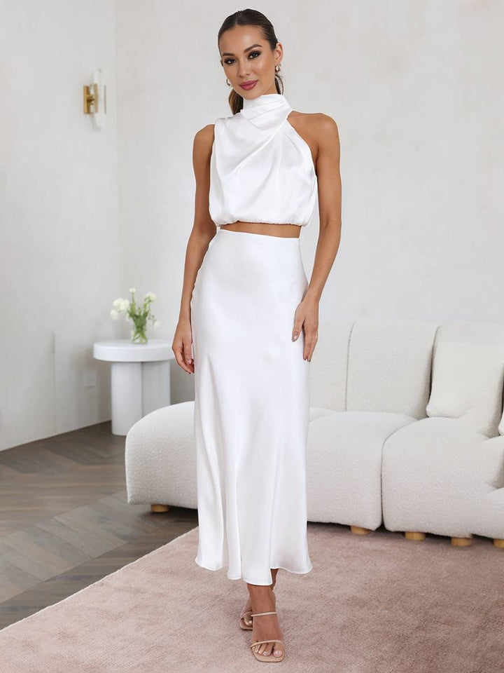 Conjunto de Dos Piezas para Invitada de Boda de Verano en Blanco 1