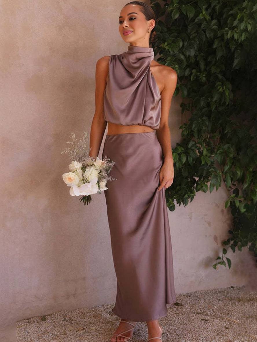 Conjunto de Dos Piezas para Invitada de Boda de Verano en Morado 1