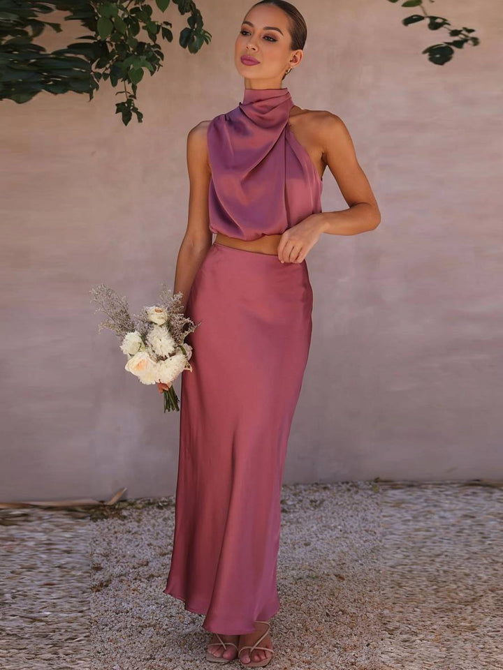 Conjunto de Dos Piezas para Invitada de Boda de Verano en Morado 5